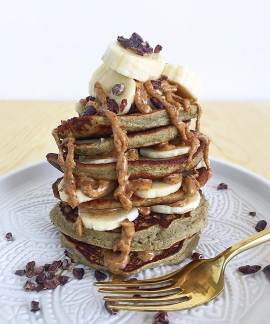 Chocolate Banana Nut Protein Pancakes